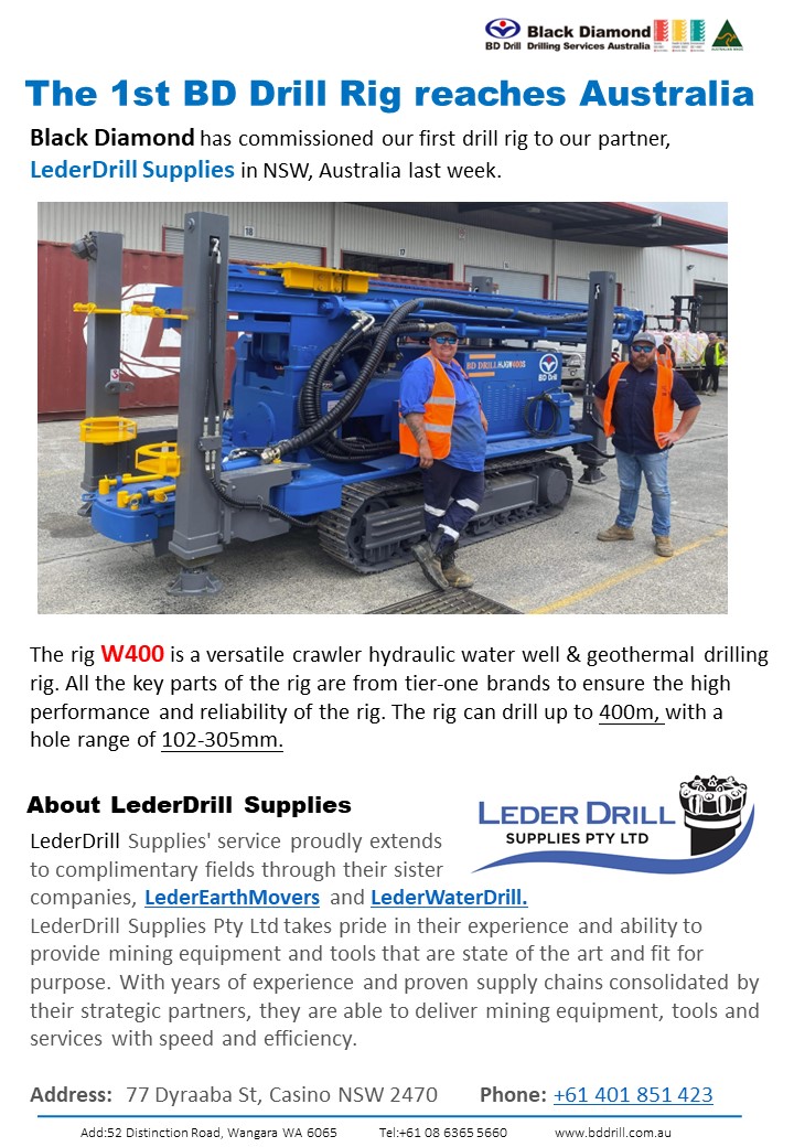 lederdrill supplies black diamond drill rig